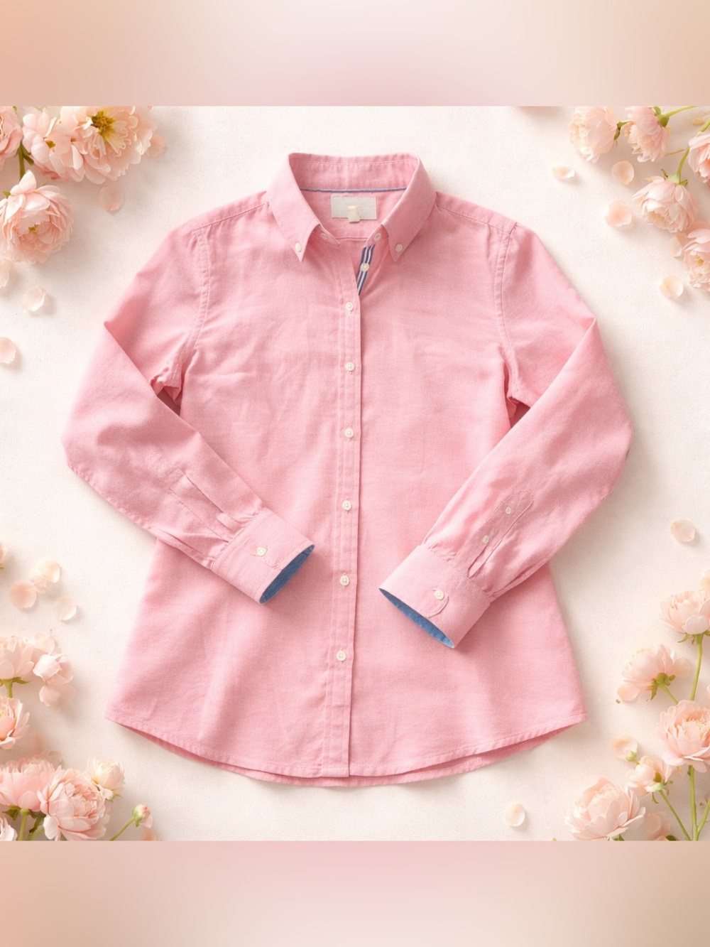 Banana Republic Women’s Cotton Oxford Shirt Long Sleeve Button Up Pink Size M - Picture 4 of 13
